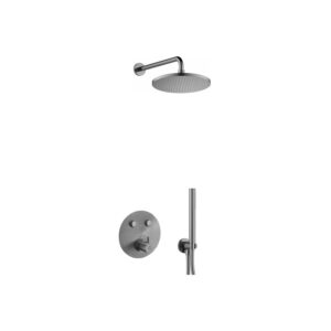 Flova Levo GoClick Round Shower Pack with Rainshower & Handshower Gun Metal