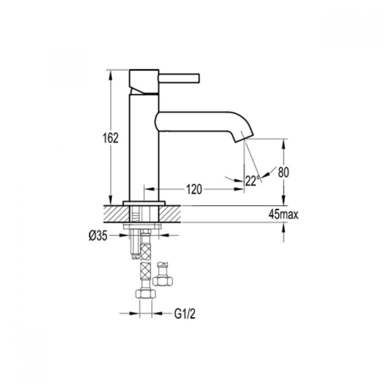 Flova Levo 162mm Single Lever Basin Mixer Gun Metal