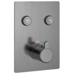 Flova Moonlight Square 2-Outlet GoClick Shower Finishing Set Gun Metal