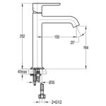 Flova Moonlight 250mm Single Lever Basin Mixer Gun Metal