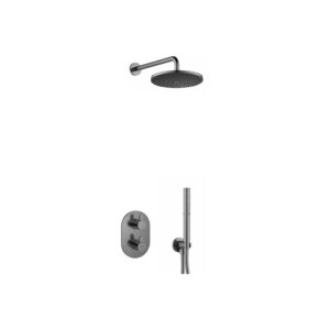 Flova Smart Round Shower Pack with Rainshower & Handshower Kit Gun Metal