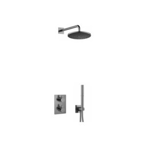 Flova Smart Square Shower Pack with Rainshower & Handshower Kit Gun Metal