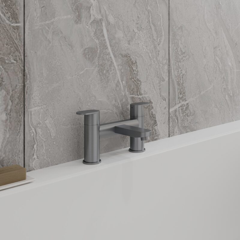 Flova Smart Deck Mounted Bath Filler Tap Gun Metal