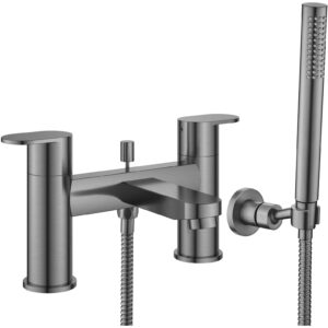 Flova Smart Deck Mounted Bath Shower Mixer Tap Gun Metal