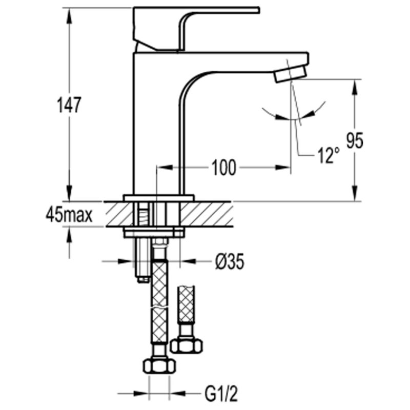 Flova Smart 147mm Single Lever Basin Mixer Gun Metal