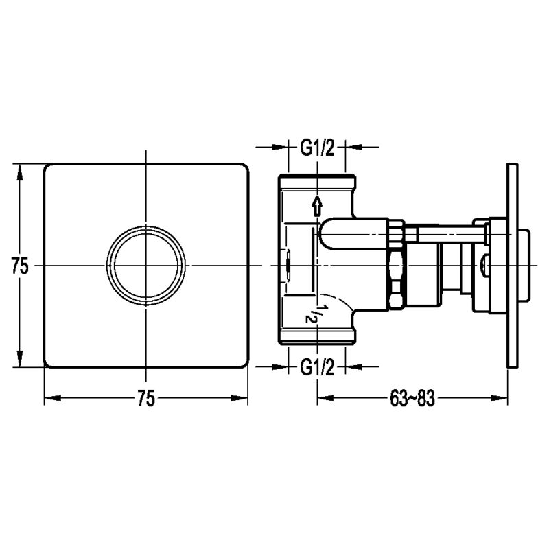 Flova GoClick Concealed On/Off Valve Square Plate