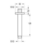 Flova Str8 Ceiling Mounted Shower Arm 120mm