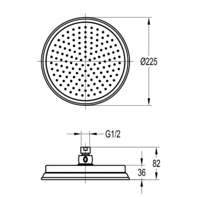 Flova Traditional Brass Rainshower 225mm Bronze