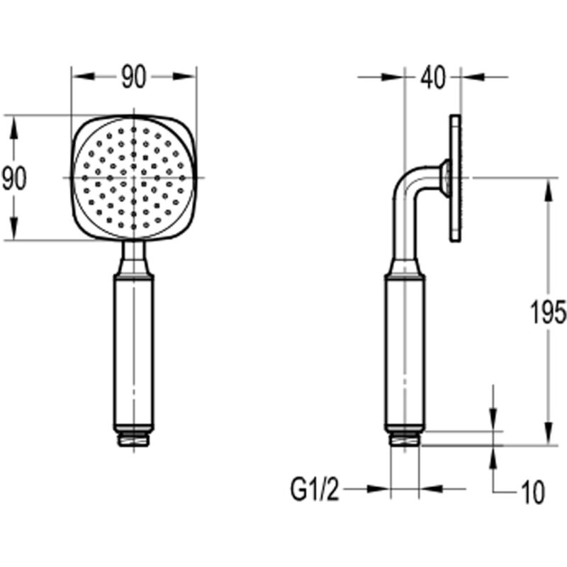 Flova Square Pressure Boost Handshower Chrome