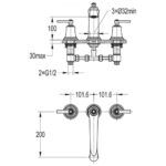 Flova Liberty 3-Hole Deck Mounted Bath Filler Tap Chrome