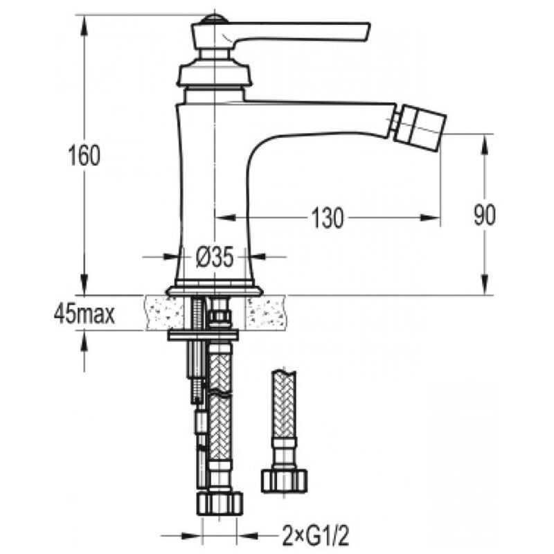 Flova Liberty Mono Bidet Mixer Bronze