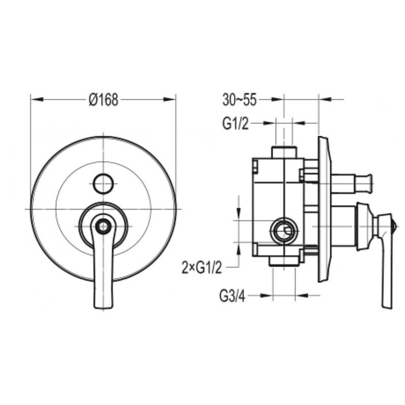 Flova Liberty Concealed 2-Outlet Manual Shower Mixer Chrome