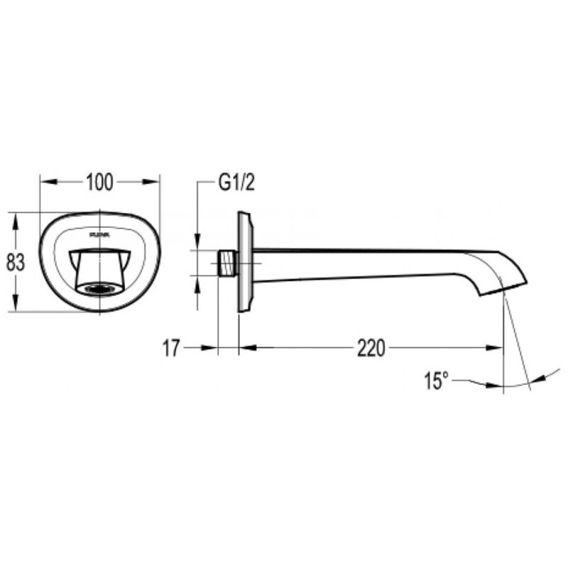 Flova Liberty Wall Bath Spout Chrome