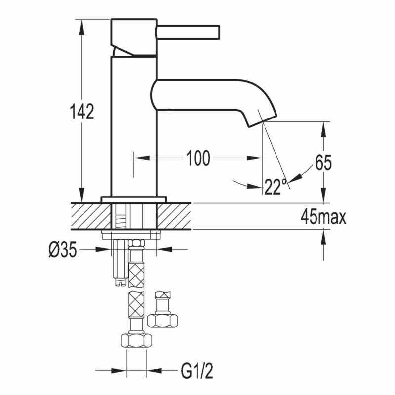 Flova Levo Cloakroom Single Lever Basin Mixer with Clicker Waste