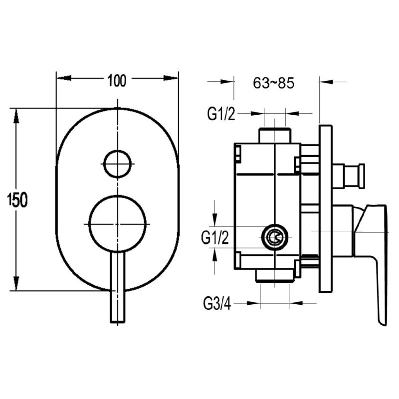 Flova Levo Manual Shower Mixer 2 Way Diverter with SmartBox