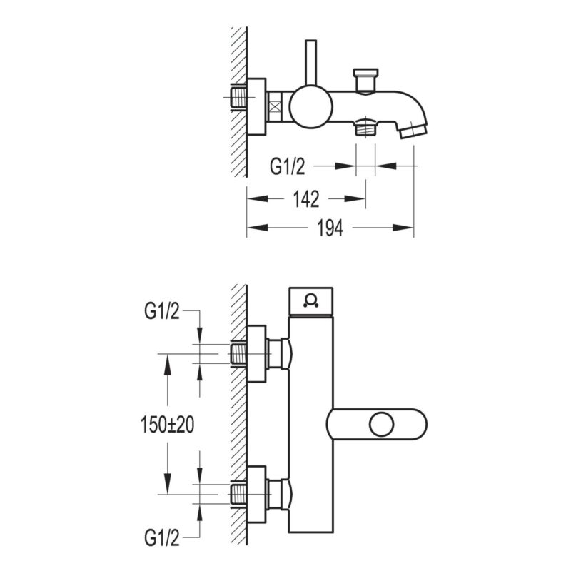 Flova Levo Wall Mounted Manual Single Lever Bath Mixer