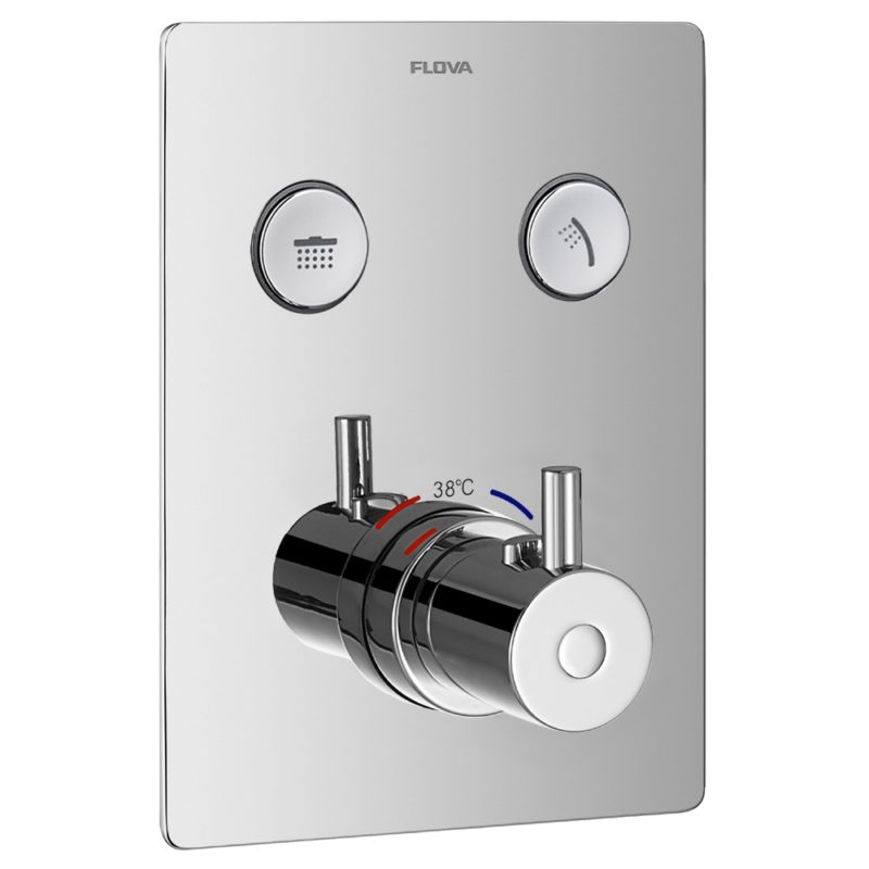 Flova Levo Concealed Thermostatic GoClick 2 Outlet Trim Square
