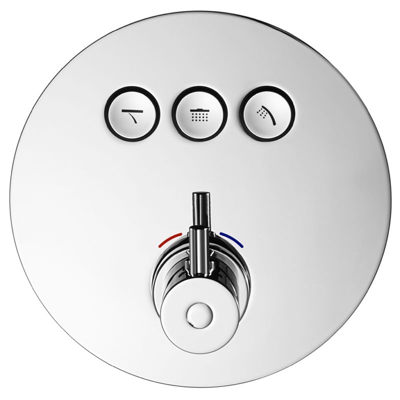 Flova Levo Concealed Thermostatic GoClick 3 Outlet Trim Round