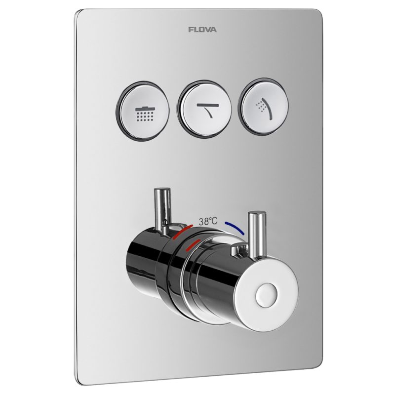 Flova Levo Concealed Thermostatic GoClick 3 Outlet Trim Square