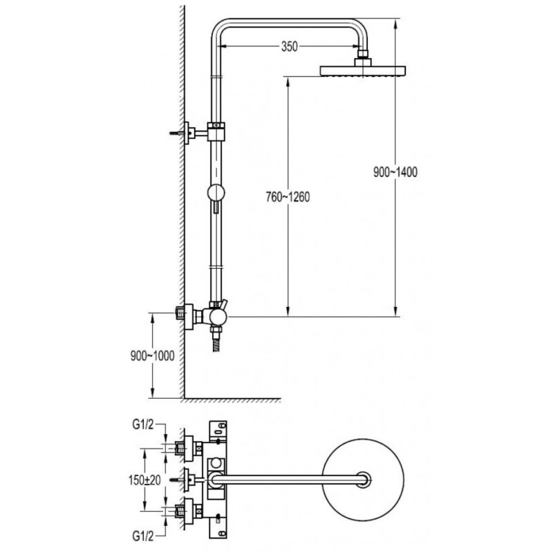 Flova Levo Thermostatic Exposed Shower Column