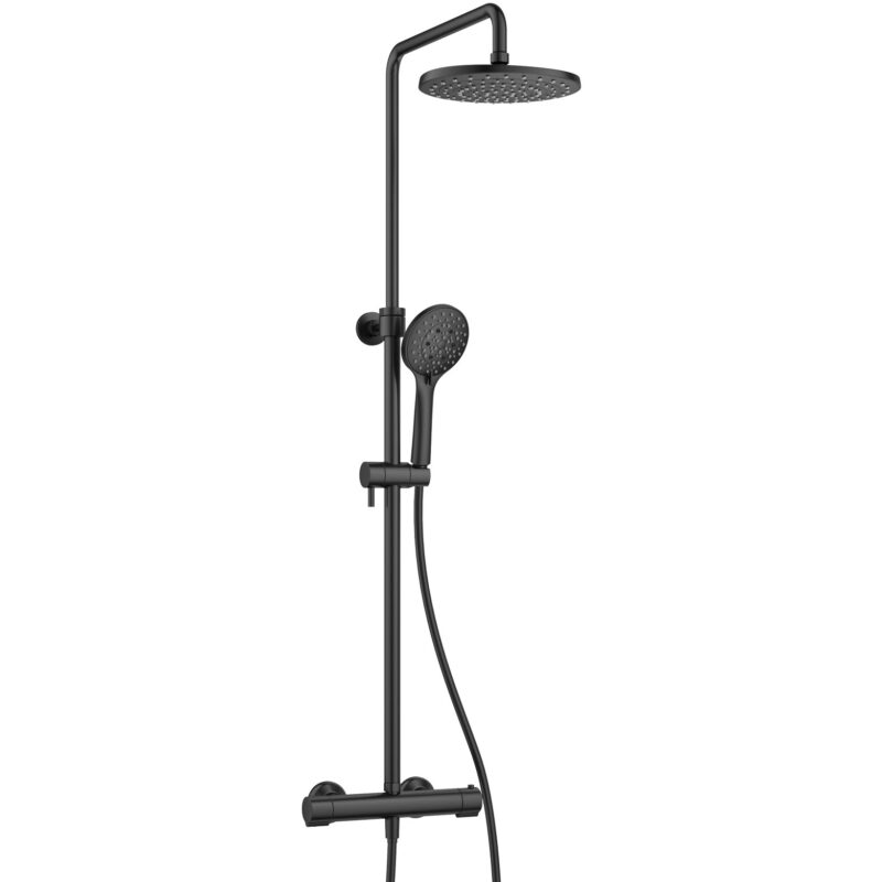Flova Linea Thermostatic 2-Outlet Adjustable Height Shower Column Matt Black