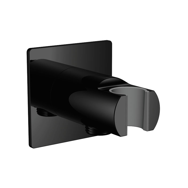 Flova Wall Outlet with Handset Holder Square Matt Black Flova Wall Outlet with Handset Holder Square Matt Black