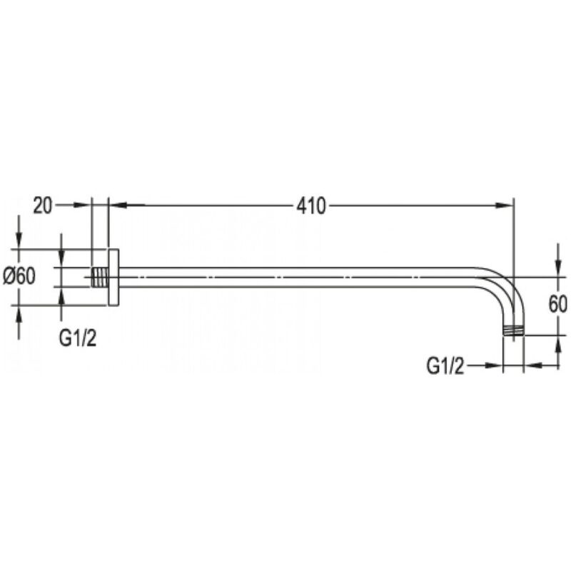 Flova 400mm Shower Arm Matt Black