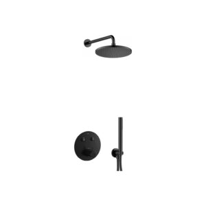 Flova Levo GoClick Round Shower Pack with Rainshower & Handshower Matt Black