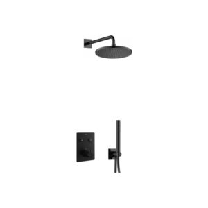 Flova Levo GoClick Square Shower Pack with Rainshower & Handshower Matt Black