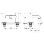 Flova Levo 2-Hole Deck Mounted Bath Filler Matt Black