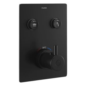 Flova Levo GoClick 2 Button Shower Finishing Kit Square Plate Matt Black