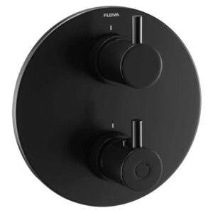 Flova Levo SmartBOX Shower Valve Finishing Kit Round Matt Black