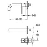 Flova Moonlight 2-Hole Concealed Basin Mixer Finishing Set Matt Black