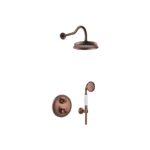 Flova Liberty Round Shower Pack with Brass Rainshower & Handshower Bronze