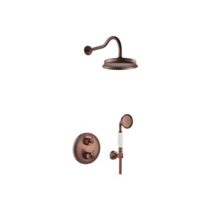 Flova Liberty Round Shower Pack with Brass Rainshower & Handshower Bronze