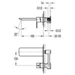 Flova Spring 2-Hole Concealed Basin Mixer Finishing Set Chrome