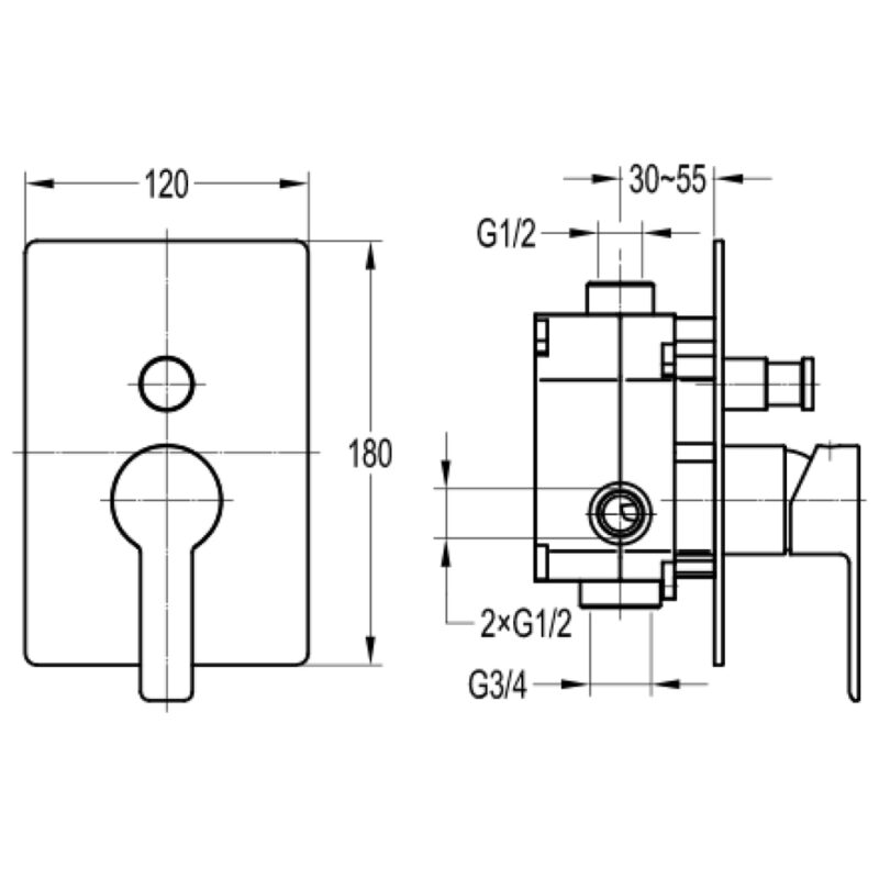 Flova Spring Concealed 2-Outlet Manual Mixer
