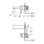 Flova Str8 Wall Mounted Single Lever Basin Mixer with Waste