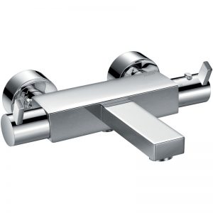 Flova Str8 Wall Thermostatic Bath Shower Mixer with Handset
