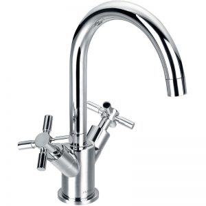 Flova XL Two Handle Basin Mixer with Clicker Waste