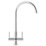 Franke Hestia Twin Lever J-Spout Sink Mixer Tap Chrome