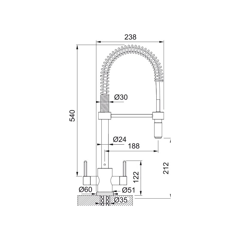 Franke Krios SemiProfessional Chrome Sink Mixer Tap with PullOut Spray