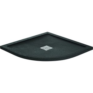 Aquaglass 900x900mm Black Slate Effect Quadrant Shower Tray