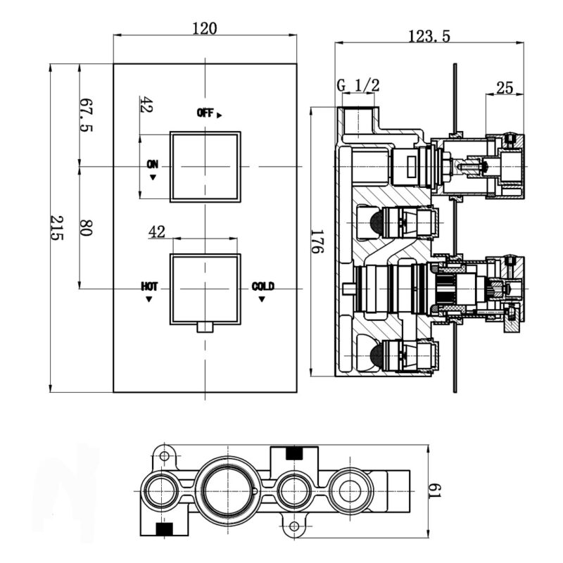 Aquaflow Italia Cube Twin Concealed Shower Valve with Diverter