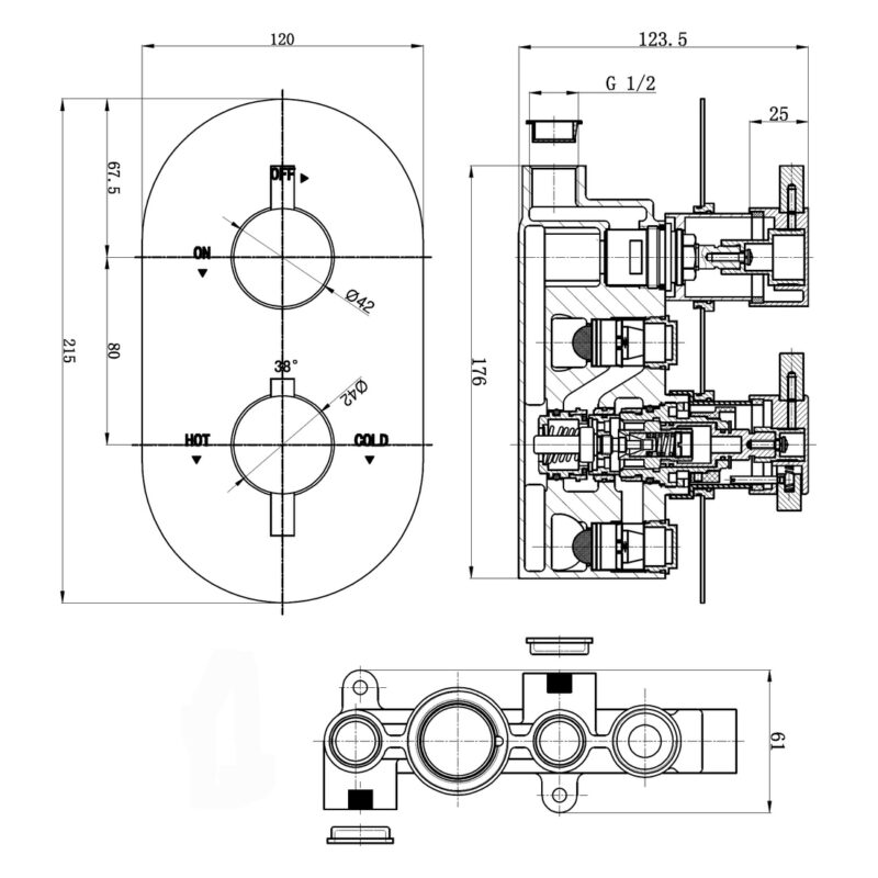 Aquaflow Italia Evoke Twin Concealed Thermostatic Shower Valve