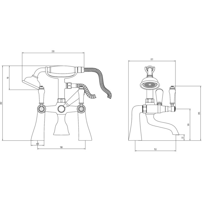 Aquaflow Holborn Lever Bath Shower Mixer