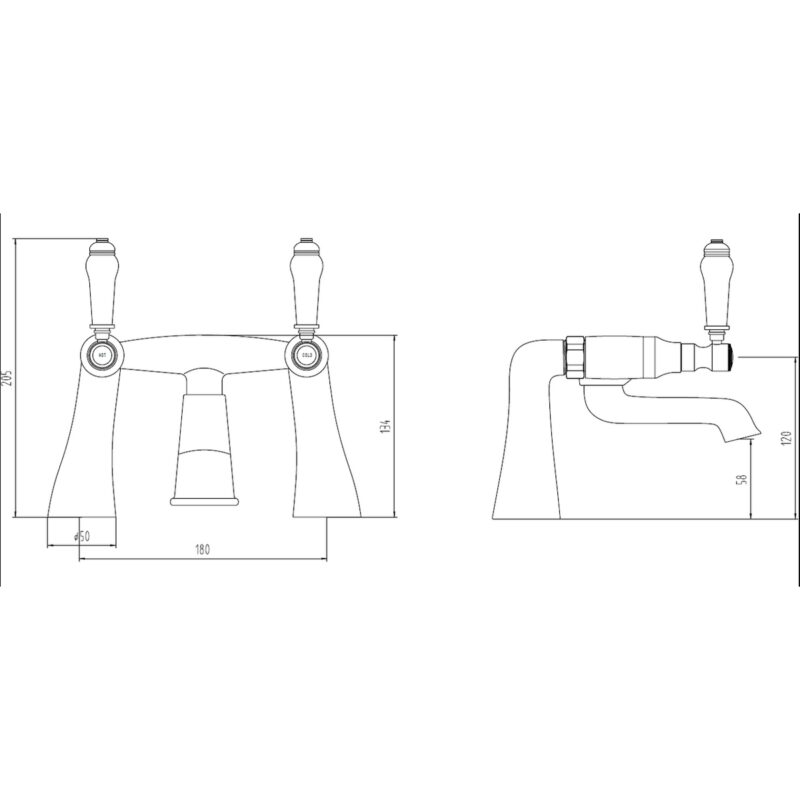 Aquaflow Holborn Lever Bath Filler