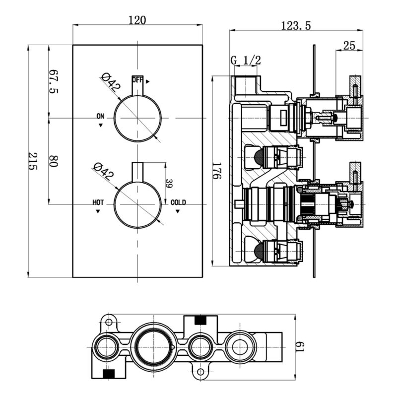 Aquaflow Italia Pure Twin Concealed Thermostatic Shower Valve