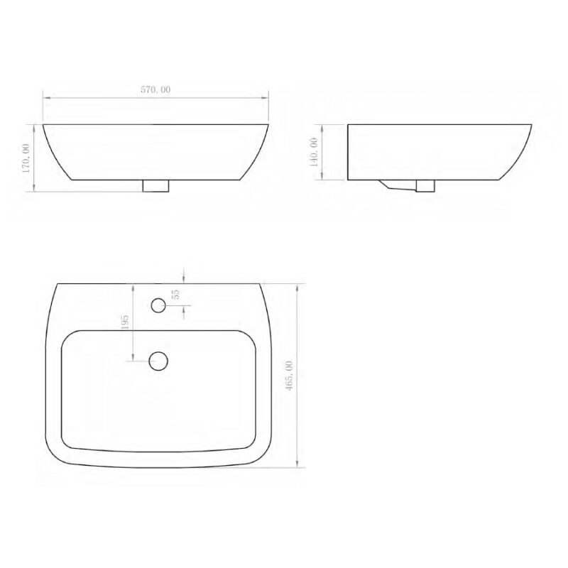 Aquaceramica Piccolo 570mm Basin (1 Tap Hole)