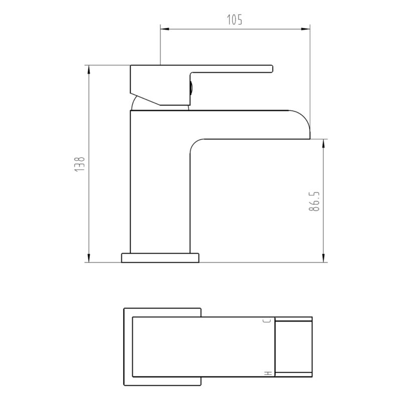 Aquaflow Stream Mono Basin Mixer with Click-Clack Waste
